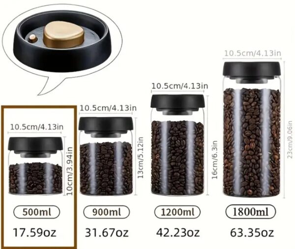 Contenedor de almacenamiento de frijoles de café de vidrio borosilicato hermético con tapa - Image 3
