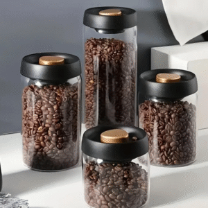 Contenedor de almacenamiento de frijoles de café de vidrio borosilicato hermético con tapa